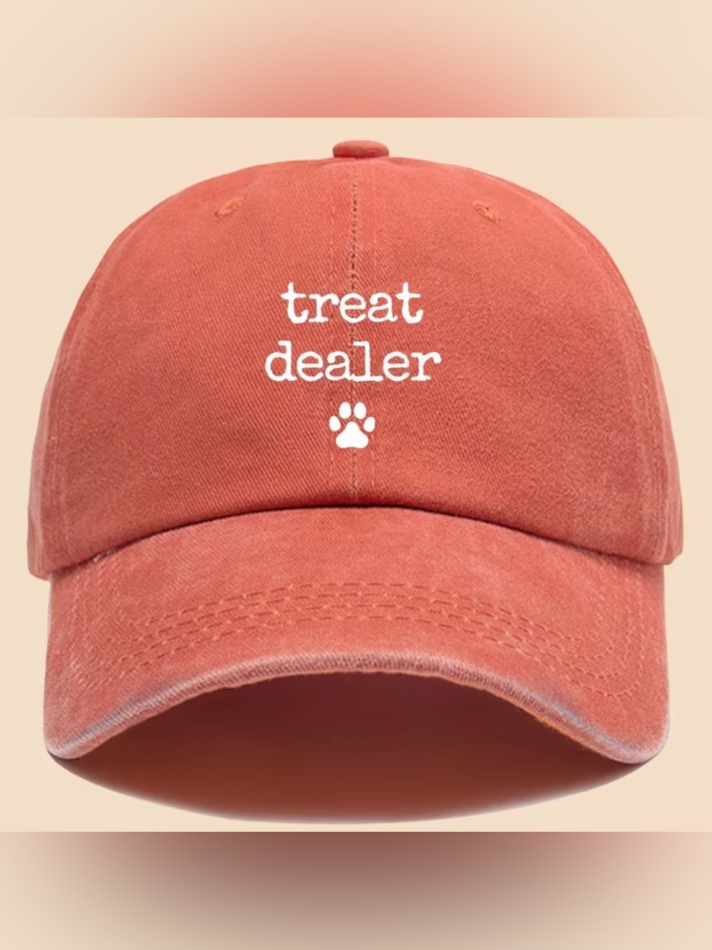 Treat Dealer Paw Print Vintage Washed Baseball Cap – Tangerine Orange